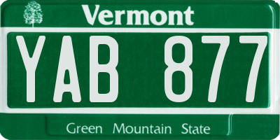 VT license plate YAB877