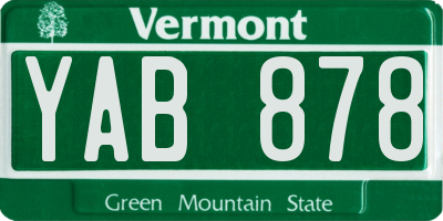 VT license plate YAB878
