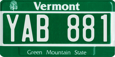 VT license plate YAB881