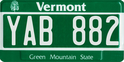 VT license plate YAB882