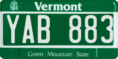 VT license plate YAB883