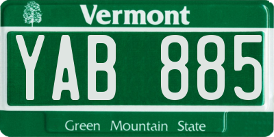VT license plate YAB885