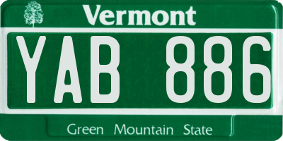 VT license plate YAB886