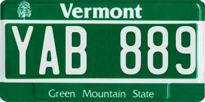 VT license plate YAB889