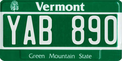 VT license plate YAB890