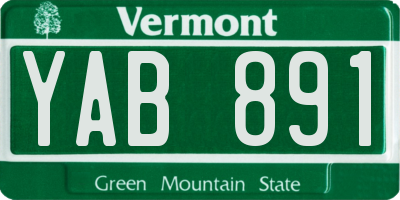 VT license plate YAB891