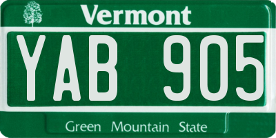 VT license plate YAB905