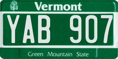 VT license plate YAB907