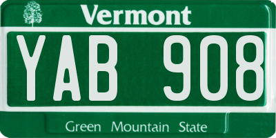 VT license plate YAB908