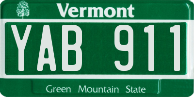 VT license plate YAB911
