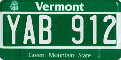 VT license plate YAB912