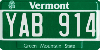 VT license plate YAB914