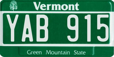VT license plate YAB915