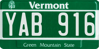 VT license plate YAB916