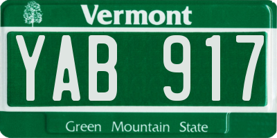 VT license plate YAB917