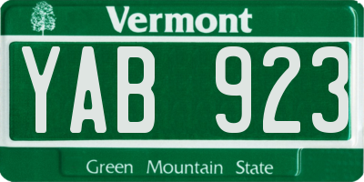 VT license plate YAB923
