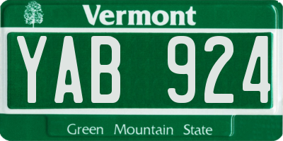 VT license plate YAB924
