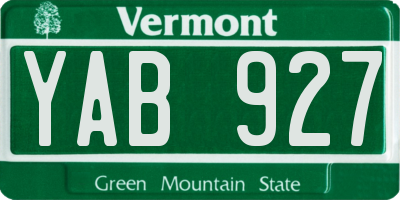 VT license plate YAB927