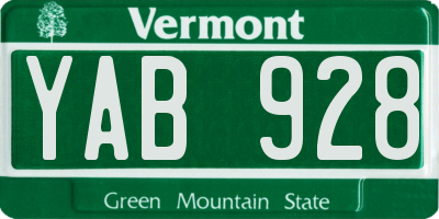 VT license plate YAB928