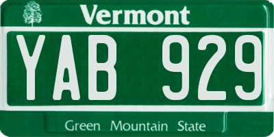 VT license plate YAB929
