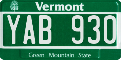 VT license plate YAB930