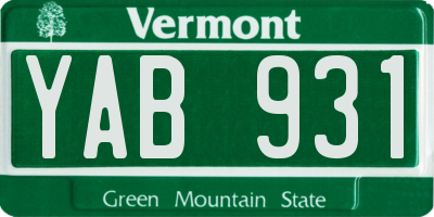 VT license plate YAB931