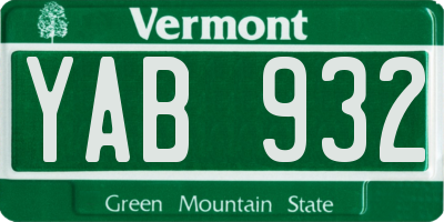 VT license plate YAB932