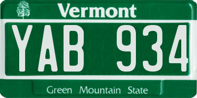 VT license plate YAB934