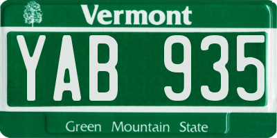 VT license plate YAB935