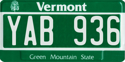 VT license plate YAB936