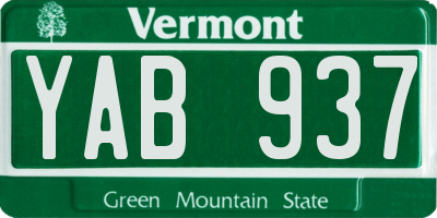 VT license plate YAB937