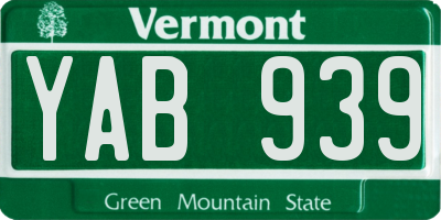 VT license plate YAB939