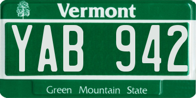 VT license plate YAB942
