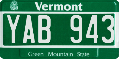 VT license plate YAB943
