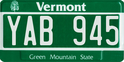 VT license plate YAB945