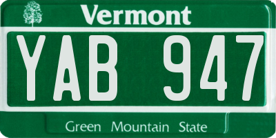 VT license plate YAB947
