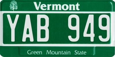 VT license plate YAB949
