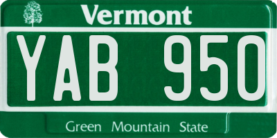VT license plate YAB950