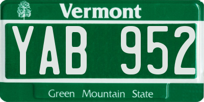 VT license plate YAB952