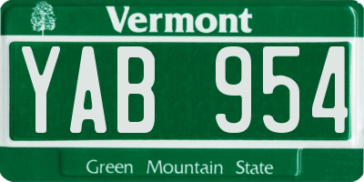 VT license plate YAB954