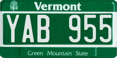 VT license plate YAB955