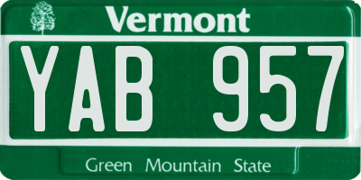 VT license plate YAB957