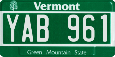 VT license plate YAB961