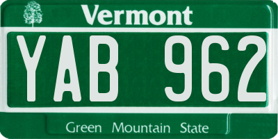 VT license plate YAB962