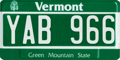 VT license plate YAB966