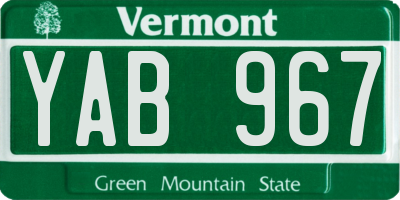 VT license plate YAB967