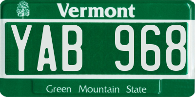 VT license plate YAB968