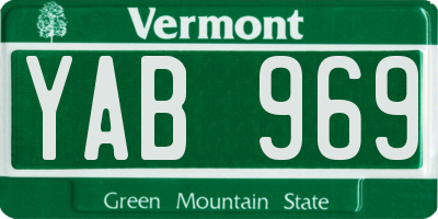 VT license plate YAB969