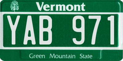 VT license plate YAB971