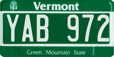 VT license plate YAB972